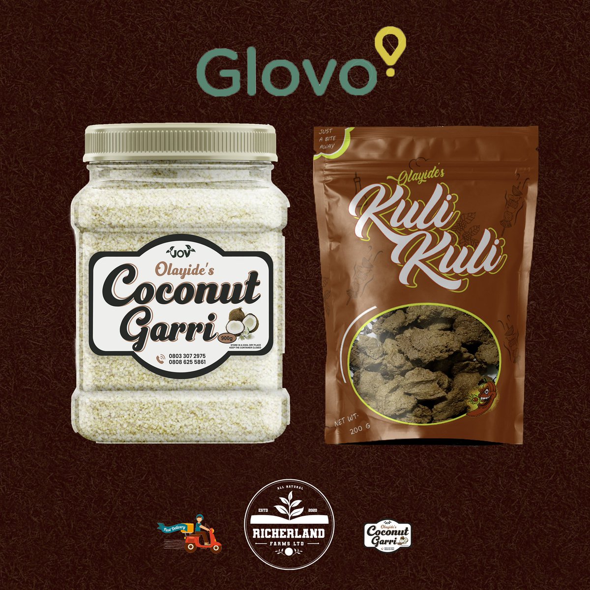 SopeJohnson's tweet photo. Coconut Gari &amp; Kuli Kuli on GLOVO 1st of July . #Glovo #Gari #PeanutCake @Richerlnd https://t.co/oBQarJ12kU