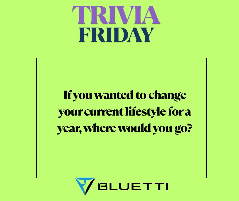 #Win a $25 Target gift card!  

Give us simple answer with short reason! Some ideas to spark you imagination: Immersive Spanish learning in a village in Costa Rica, spiritual retreats in Bali, Asia, or simply enjoying a off-grid life powered by BLUETTI in your countryside house!