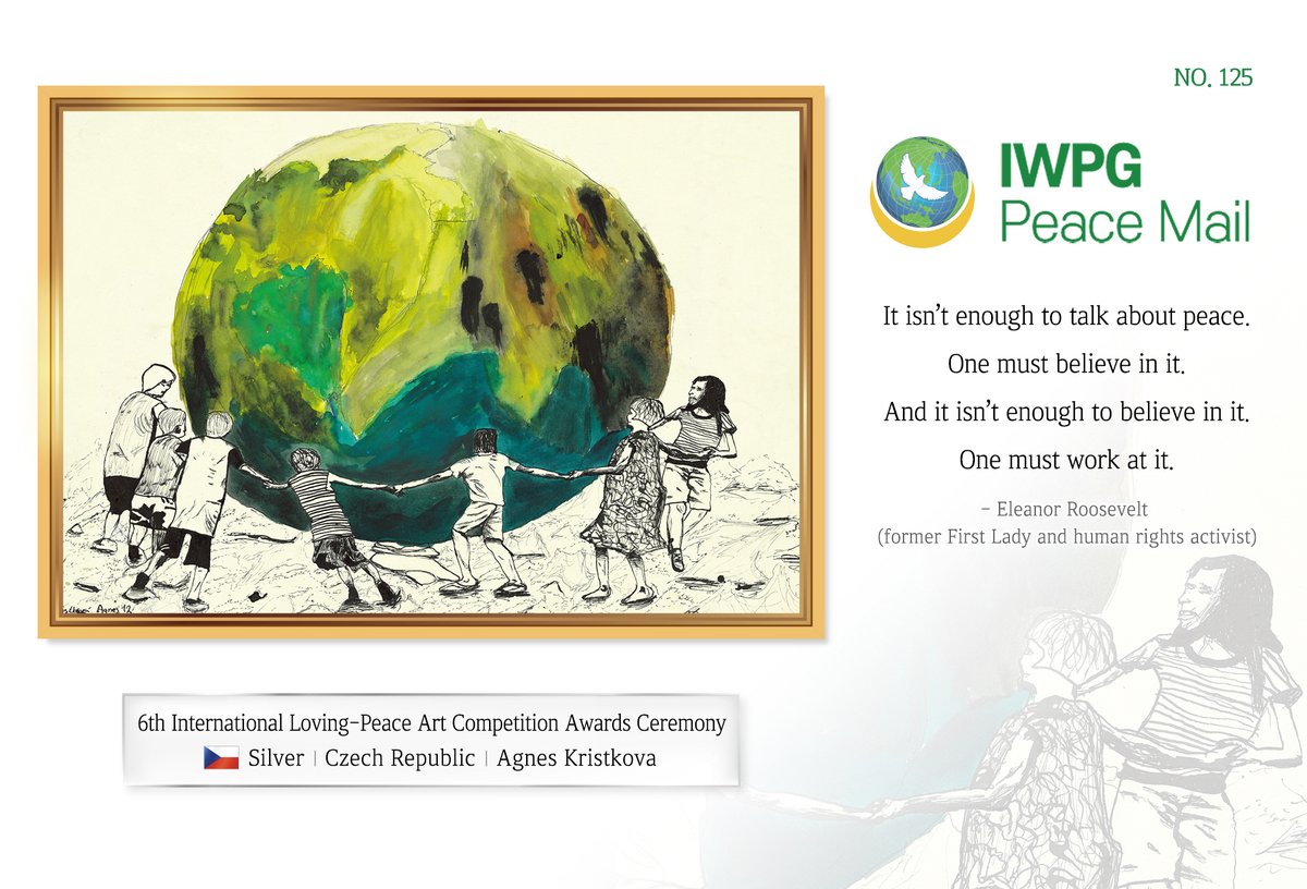 IWPG11's tweet photo. 125th IWPG Peace Mail
It isnโt enough to talk about peace. One must believe in it. And it isnโt enough to believe in it. One must work at it.
- Eleanor Roosevelt(former First Lady and human rights activist)
#PeaceMail #Peace_Message #IWPG_Peace_Mail #IWPG #Eleanor_Roosevelt https://t.co/etGOmtUMH0