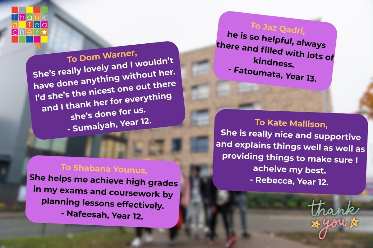 Today is National Thank a Teacher Day! Take a look at some of these lovely messages students have written about members of staff to thank them for their hard work 🤩