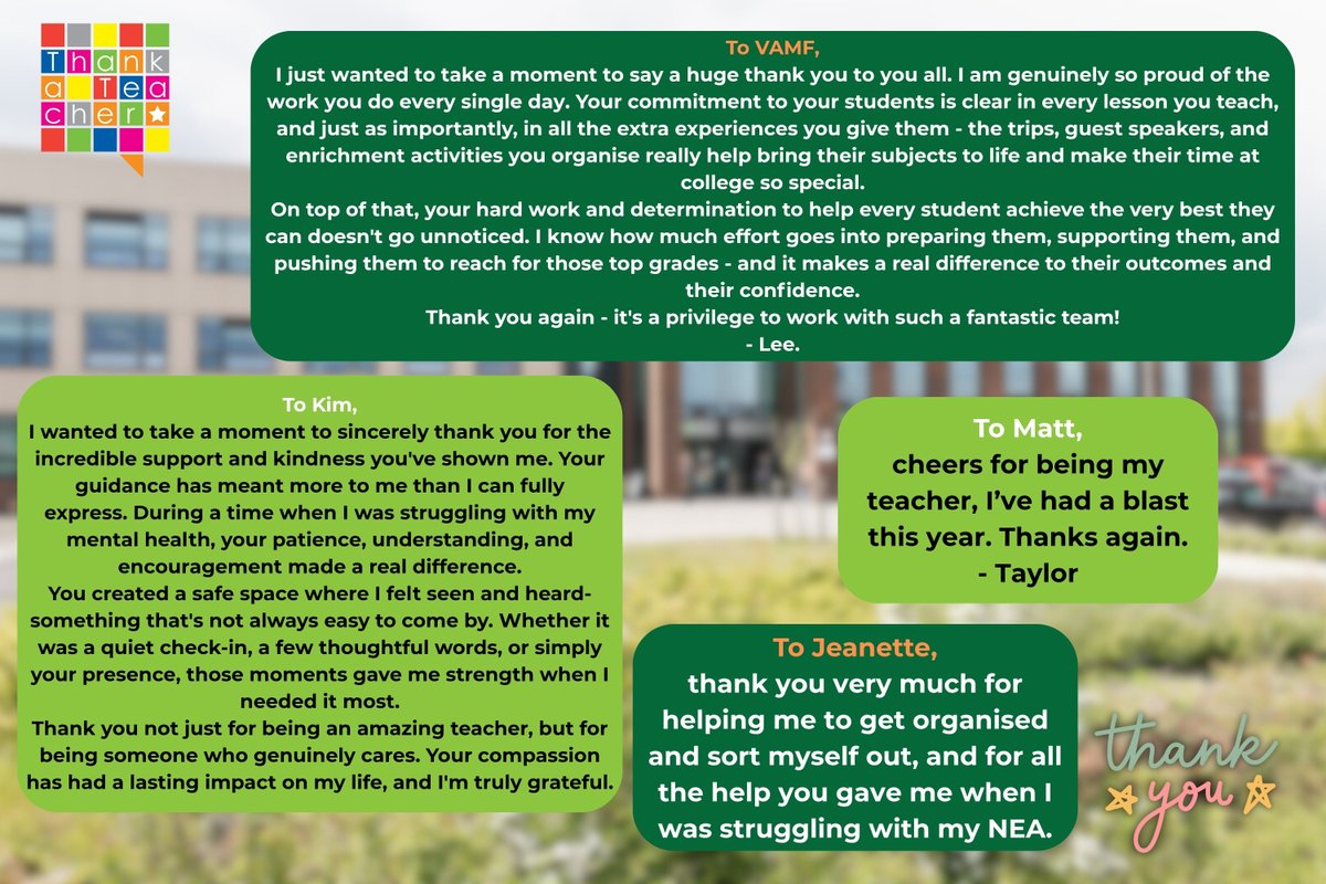 ncdoncaster's tweet image. Today is National Thank a Teacher Day! Take a look at some of these lovely messages students and staff have written about members of staff to thank them for their hard work 🤩