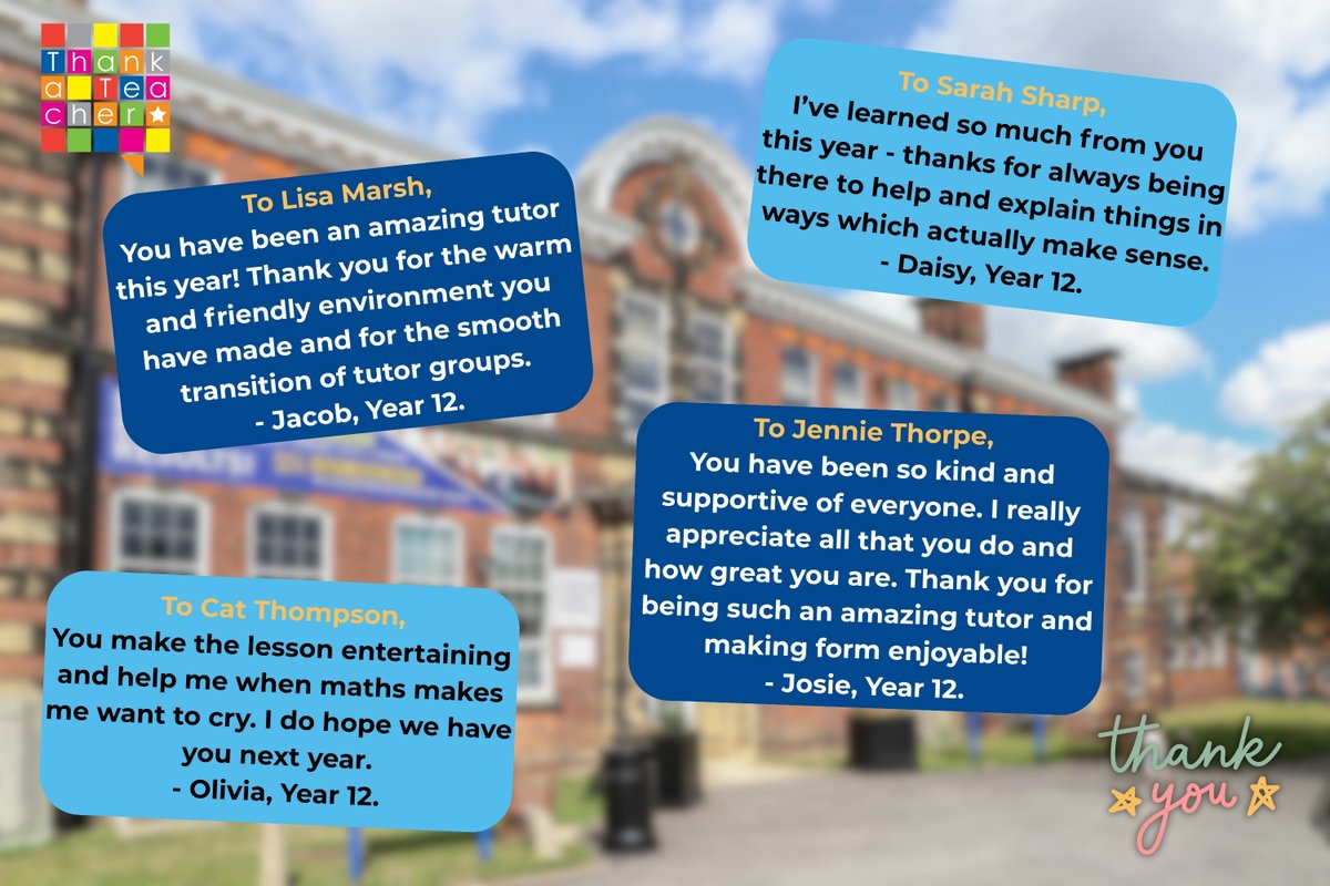 Today is National Thank a Teacher Day! Take a look at some of these lovely messages students have written about members of staff to thank them for their hard work 🤩