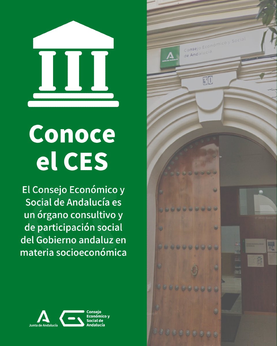 ℹ️ ¿Conoces el #CES?

🗣️  Es el espacio donde la sociedad civil organizada colabora en la elaboración de políticas públicas en Andalucía. Consulta, análisis y consenso.