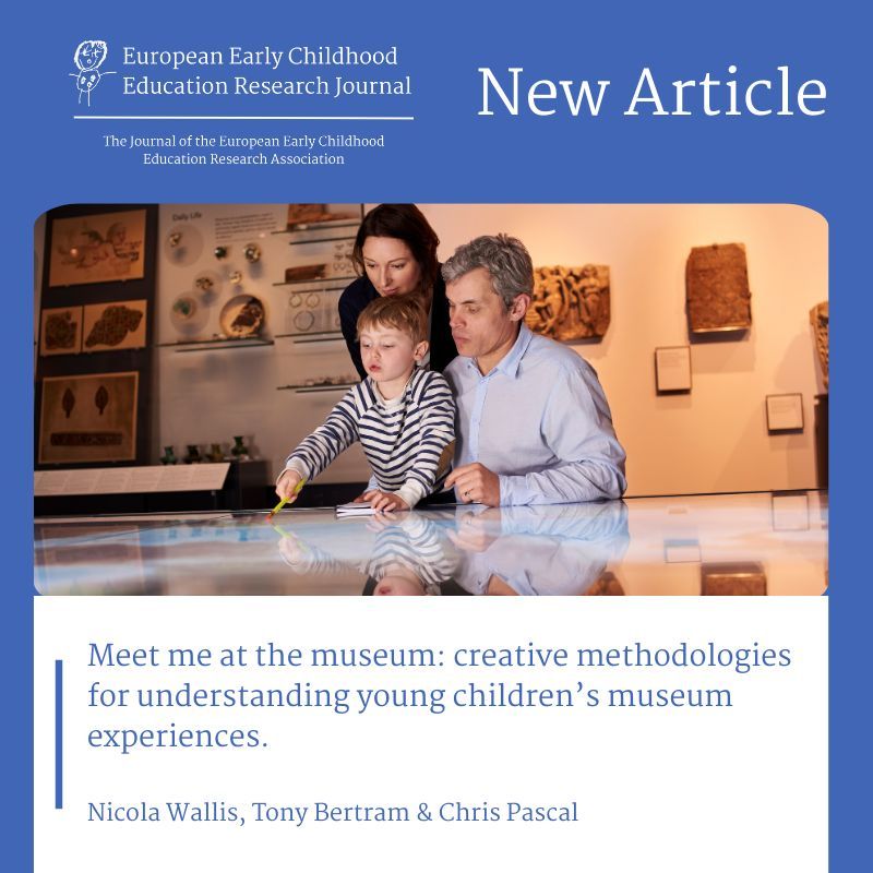 EECERA (@eecera) on Twitter photo 📄 New article in the EECERJ: 
Meet me at the museum: creative methodologies for understanding young children’s museum experiences. 
Nicola Wallis, Tony Bertram & Chris Pascal (CREC)
tandfonline.com/doi/full/10.10…
#AcademicResearch #JournalArticle #EECERJ #EECERA 📄 New article in the EECERJ: 
Meet me at the museum: creative methodologies for understanding young children’s museum experiences. 
Nicola Wallis, Tony Bertram & Chris Pascal (CREC)
tandfonline.com/doi/full/10.10…
#AcademicResearch #JournalArticle #EECERJ #EECERA