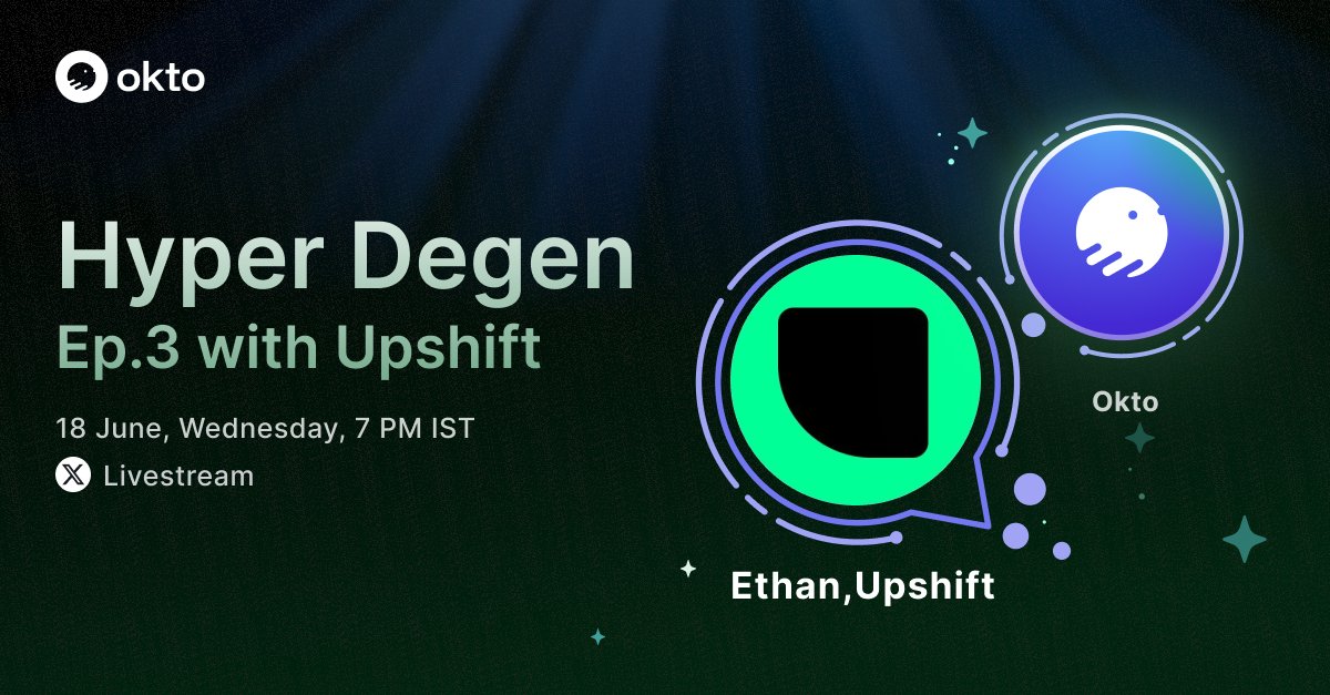 The Hyper Degen Series continues! 

Join us for Episode 3 with <a href="/upshift_fi/">Upshift</a> - the platform democratising access to institutional-grade yield strategies

Learn how they're leveraging <a href="/HyperliquidX/">Hyperliquid</a> 's high-performance L1 to revolutionise DeFi yields!