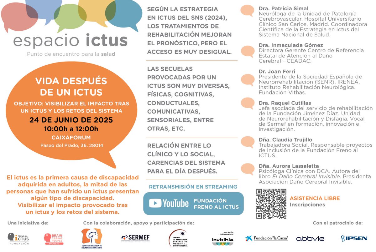 Nuestro presidente Joan Ferri participará en la próxima edición Espacio Ictus "Vida después de un Ictus",  actividad avalada por la SENR y que tiene por fin visibilizar el impacto provocado tras un ictus y los retos del sistema para su manejo integral.

neuro-reha.com/212-participac…