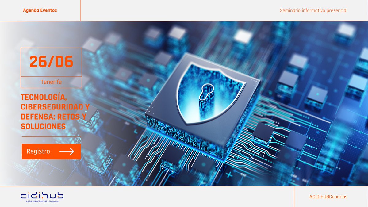 💡 En un escenario global incierto, nos adentramos en los retos y soluciones del sector tecnológico, de ciberseguridad y defensa.  

✅ Acércate a esta jornada presencial que acogerá el ITC el 26 de junio.

🔗 cidihub.org/event/tecnolog…

#CIDIHUBCanarias