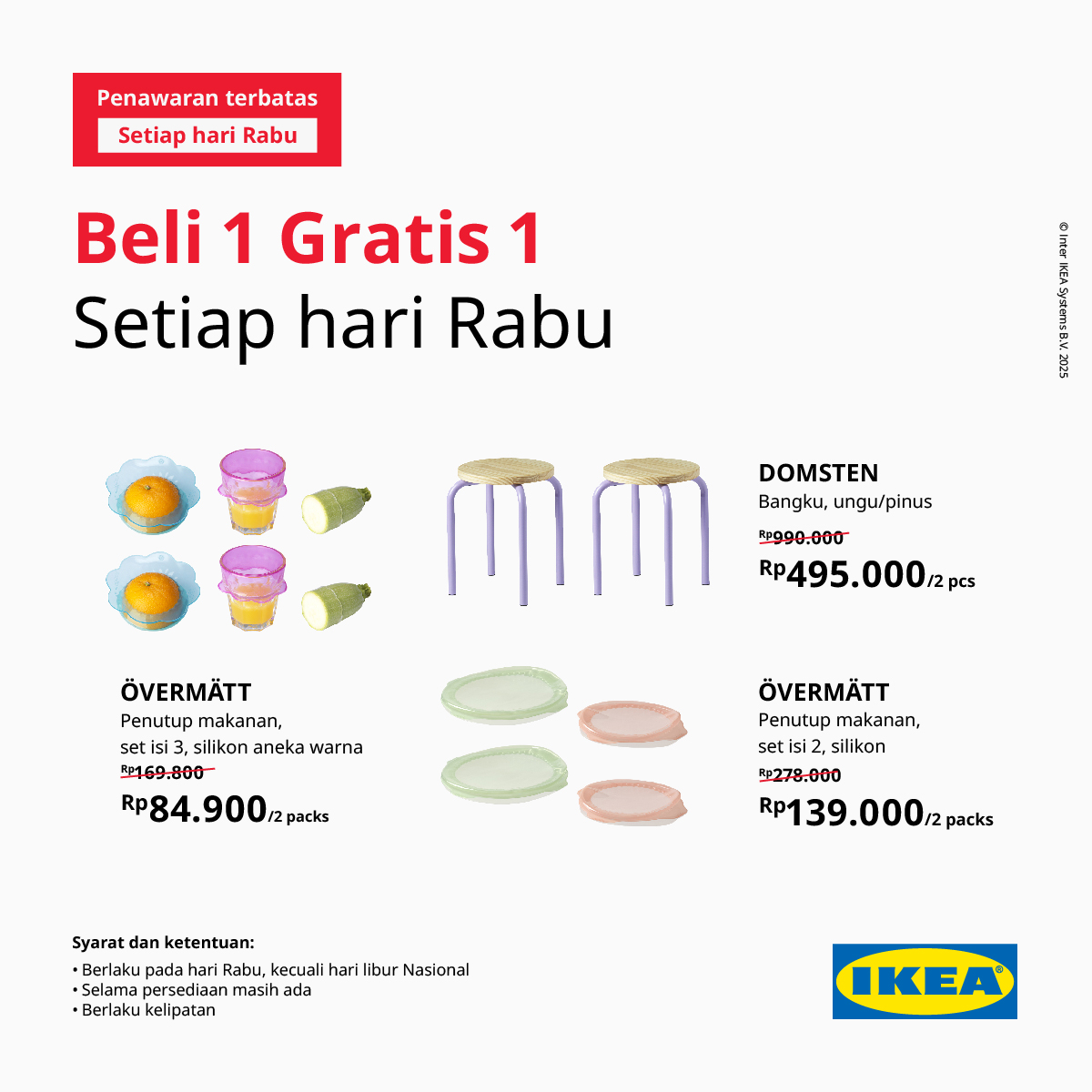 Hari Rabu di IKEA gak cuma makan hemat, tapi belanja makin hemat dengan promo Rabu Seru! Cek lengkap disini ikea.co.id/in/penawaran/r…

#IKEAIndonesia #HanyadiIKEA #RabuSeru