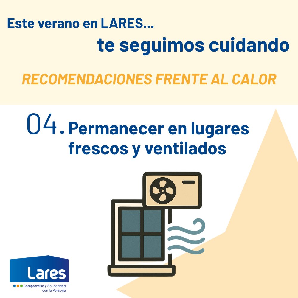 🌞Este #verano, te seguimos cuidando

🌬️ El confort térmico salva #vidas

🏘️En verano, en los centros Lares garantizamos espacios ventilados, frescos y seguros para las personas #mayores

#CompromisoConLaPersona #PrevenciónDelCalor