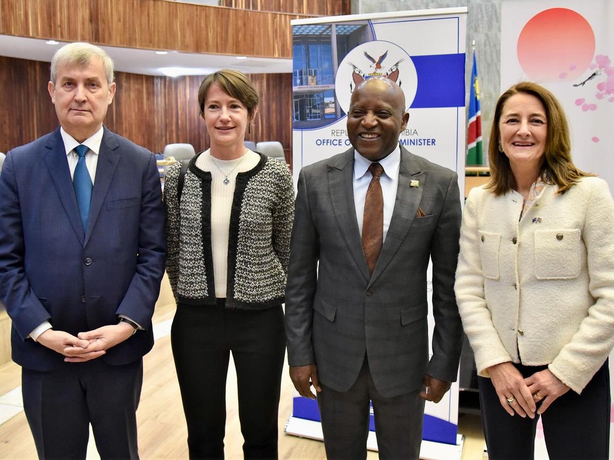 The EU via <a href="/eu_echo/">EU Civil Protection & Humanitarian Aid 🇪🇺</a> &amp; @UNICEFNamibia officially handed over N$24m in humanitarian aid to support Namibia’s drought response, in the presence of <a href="/NamibiaOPM/">Office of the Prime Minister_ Namibia</a> <a href="/ngurare/">Elijah Ngurare Manongo</a>

The support will reach 86,000 people with lifesaving health, nutrition, WASH &amp; child protection services.🇪🇺🇳🇦