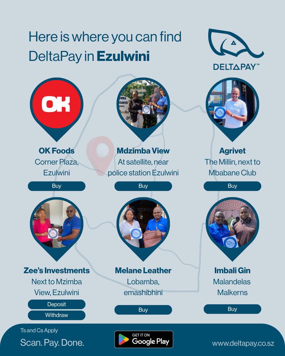 DeltaPaySZ's tweet photo. 📍 Where to Find DeltaPay Merchants
DeltaPay is now live at your favourite spots in Eswatini! From clinics to cafés, markets to fashion—just Scan. Pay. Done. 💸
Tap into a cashless experience wherever you see the DeltaPay sign.
#DeltaPayEswatini #ScanPayDone #GoCashless https://t.co/mPc7VJBIgs
