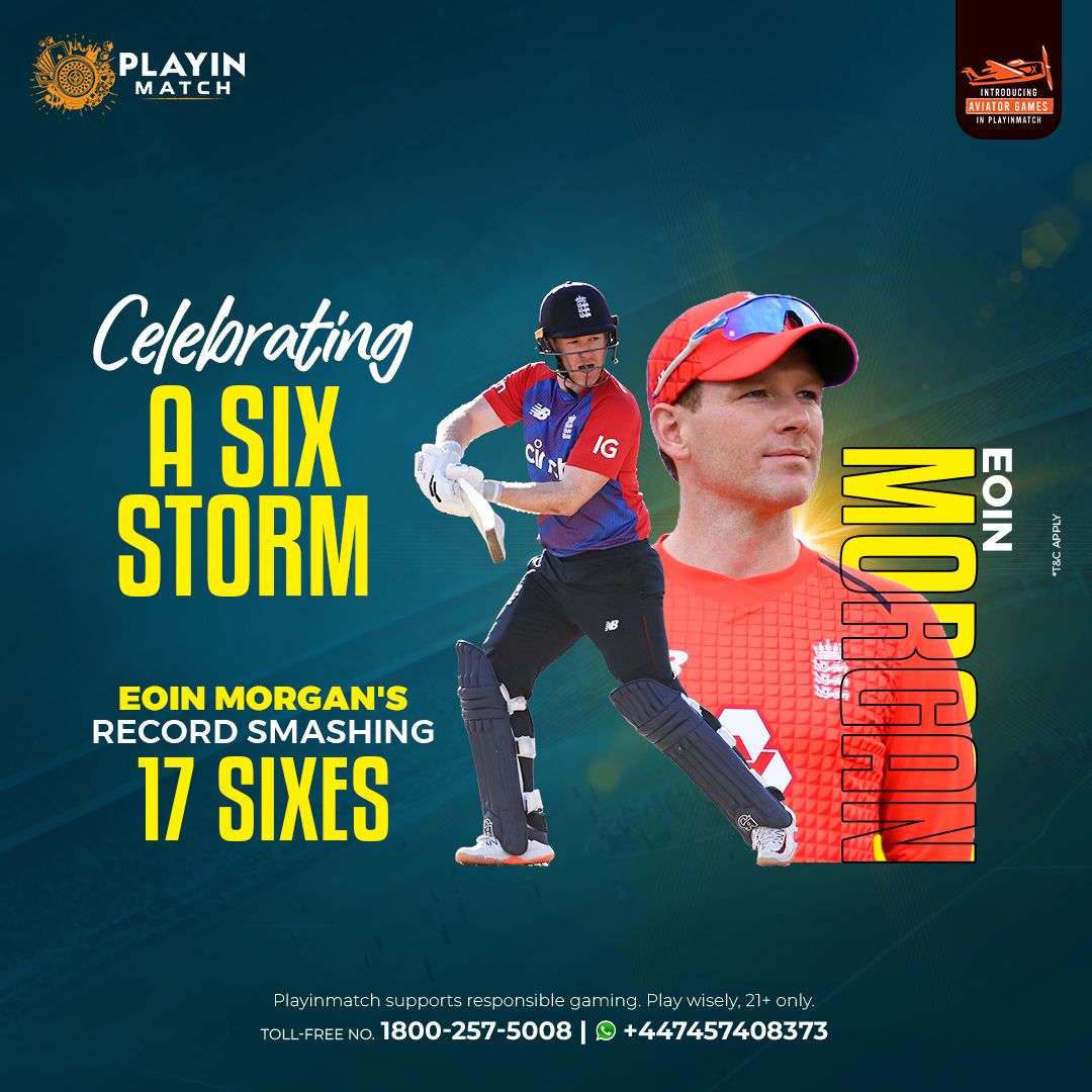 PlayinMatch's tweet image. When Morgan swings, records shatter! 💣 
17 sixes, a storm the world won&apos;t forget. 🏏

Click the link in the bio!
+91 6361290160
1800-257-5008

#Playinmatch #EoinMorgan #SixMachine #ODIRecords #CricketLegend #PowerHitting