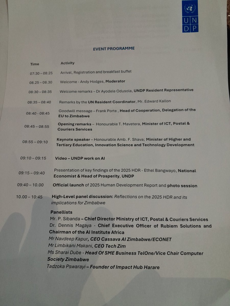 VISET is attending the launch of the 2025 Human Development Report in Zimbabwe! A high-level breakfast dialogue on "Shaping an Inclusive AI Future" happening in Harare. Let’s discuss AI's potential &amp; policy implications for human development! #AI #Zim2025 #HDR2025 🌍