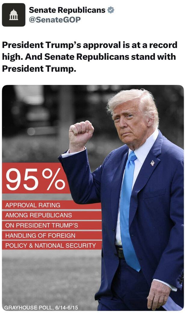트럼프, 공화당 지지자들의 지지율 95%
(한국 언론등의 트럼프 탄핵 뉴스는 개구라 ㅋ)