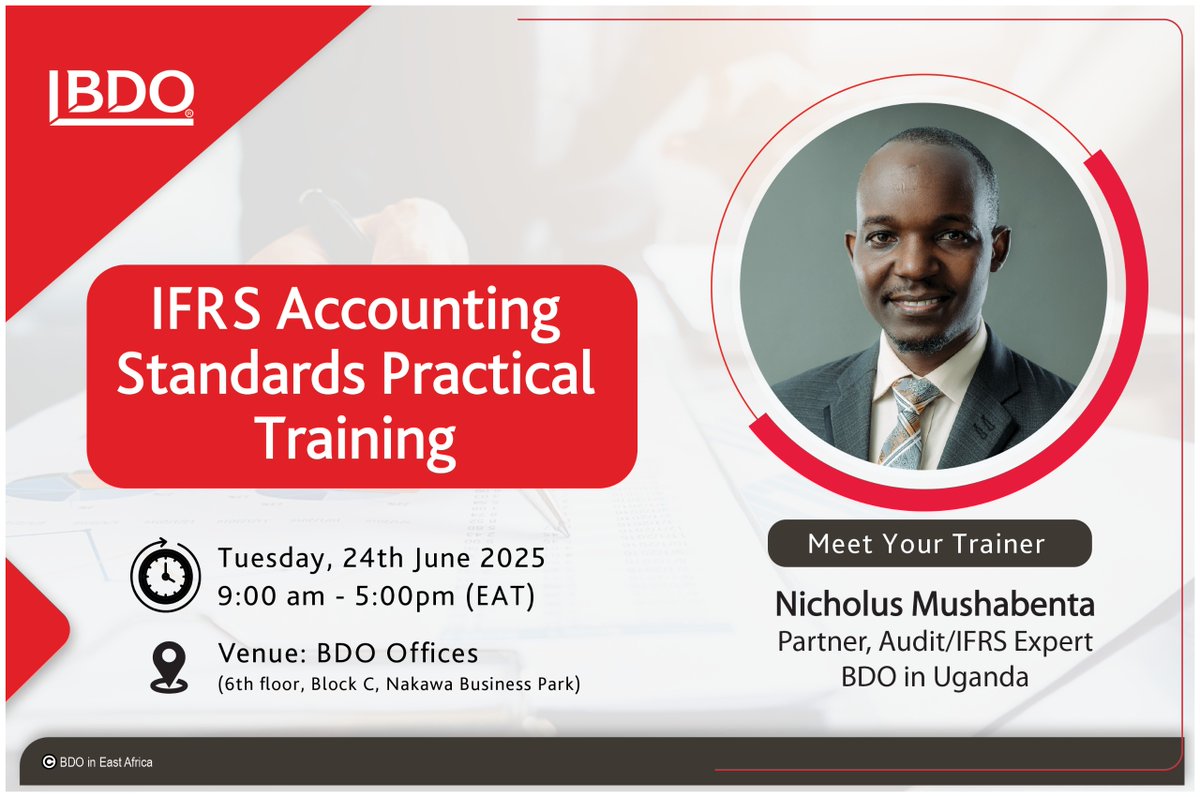 MEET YOUR TRAINERS!

CPA Nicholus Mushabenta is an IFRS expert with a strong track record of helping organisations across several industries understand and apply the standards in a practical, meaningful way. His approach and knowledge has made him a go to IFRS trainer in the