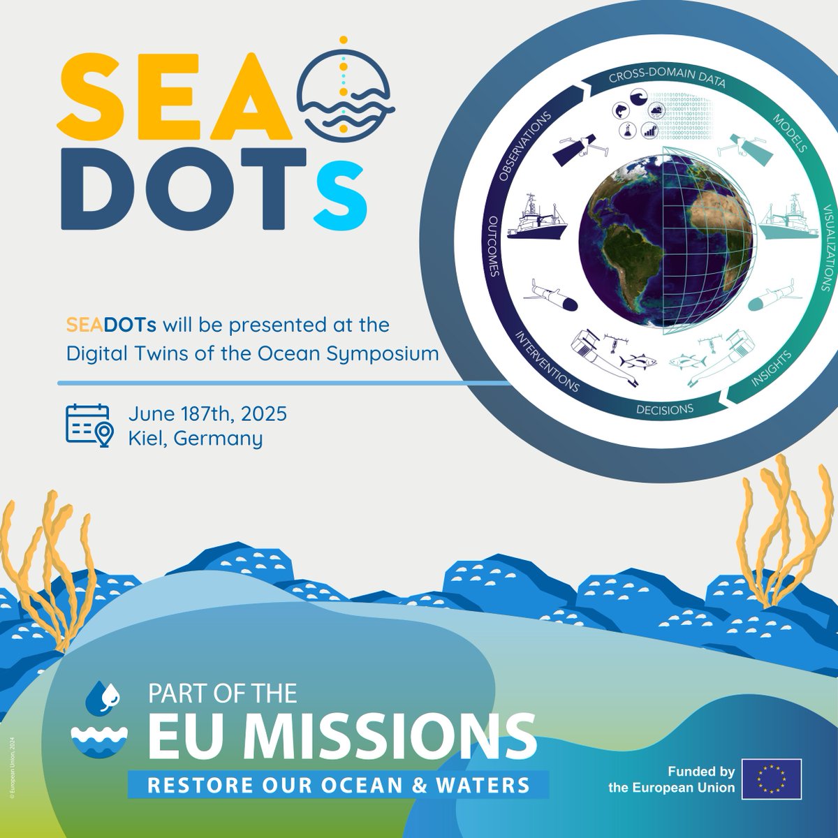 🌊Today #SEADOTs is on stage at the Digital Twins of the Ocean Symposium 2025 at #GEOMAR!

We’re presenting how Digital Ocean Twins combine marine models &amp; socio-economic data for sustainable ocean management. 🌍🐟

🗓️ June 18 | 📍Kiel | 🕐 13:00–19:00

🔗 seadots-project.eu