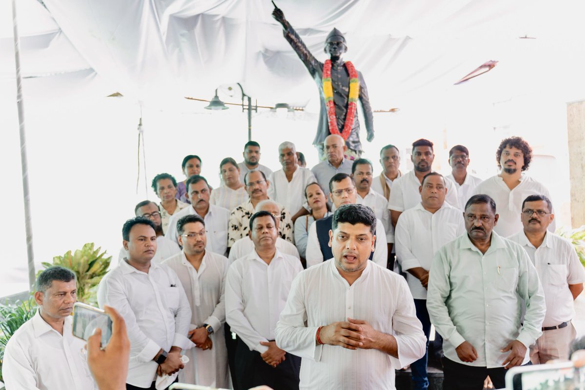 Amit Patkar (@amitspatkar) on Twitter photo Today, on #GoaRevolutionDay, we paid rich tributes to our fearless freedom fighters at historic Lohia Maidan, Margao the very soil where the flame of Goa’s liberation was first lit.
With LoP <a href="/Yurialemao9/">Yuri Alemao</a>, MP Capt. <a href="/ViriatoFern/">Capt. Viriato Fernandes</a>, RS MP <a href="/Chandore_INC/">Chandrakant Handore</a>, <a href="/MKShaikGoa/">MK Shaik</a> <a href="/OgoaindD/">Orville D Rodrigues</a> Today, on #GoaRevolutionDay, we paid rich tributes to our fearless freedom fighters at historic Lohia Maidan, Margao the very soil where the flame of Goa’s liberation was first lit.
With LoP <a href="/Yurialemao9/">Yuri Alemao</a>, MP Capt. <a href="/ViriatoFern/">Capt. Viriato Fernandes</a>, RS MP <a href="/Chandore_INC/">Chandrakant Handore</a>, <a href="/MKShaikGoa/">MK Shaik</a> <a href="/OgoaindD/">Orville D Rodrigues</a>