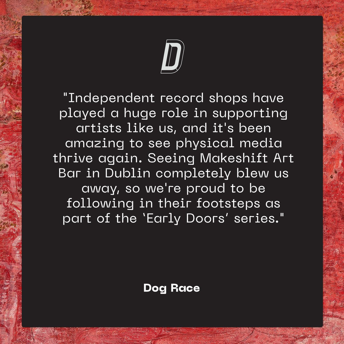 We're delighted that you were all as excited about this one as we are!

<a href="/DogRaceBand/">Dog Race</a>’s excellent 'Return The Day' EP sold out in next to no time.  When we say get in Early Doors, we mean, get in Early Doors!

We really loved working with them on the package, can't wait to get