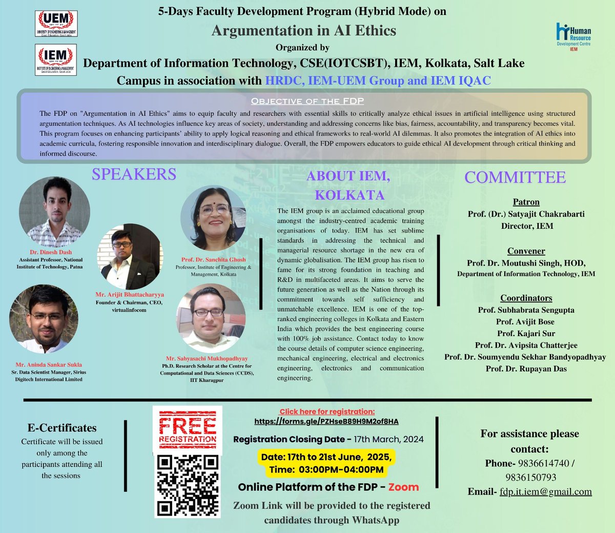 sabyasachi_uni's tweet image. Thanks to the #InstituteOfEngineeringAndManagementKolkata for inviting me to give a talk on #EthicalAI in a #FacultyDevelopmentProgram (#FDP).
#IEMKolkata #SabyasachiMukhopadhyay #PhDResearchScholar #CD #CCDS #IITKGP @IITKgp #KGPIAN #InstituteOfEminence