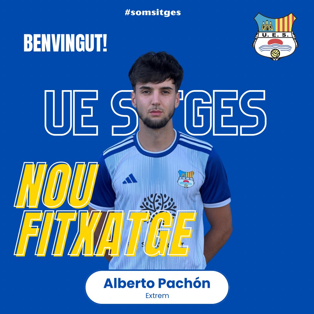 ⚪️🔵 𝐍𝐨𝐮 𝐅𝐢𝐱𝐚𝐭𝐠𝐞 ⚪️🔵

Incorporem a Alberto Pachón, extrem provinent del Juvenil Divisió d’Honor del Badalona.
Electricitat, desbordament i joventut per sumar talent a l’atac.

Benvingut, Alberto!🔥

#somsitges