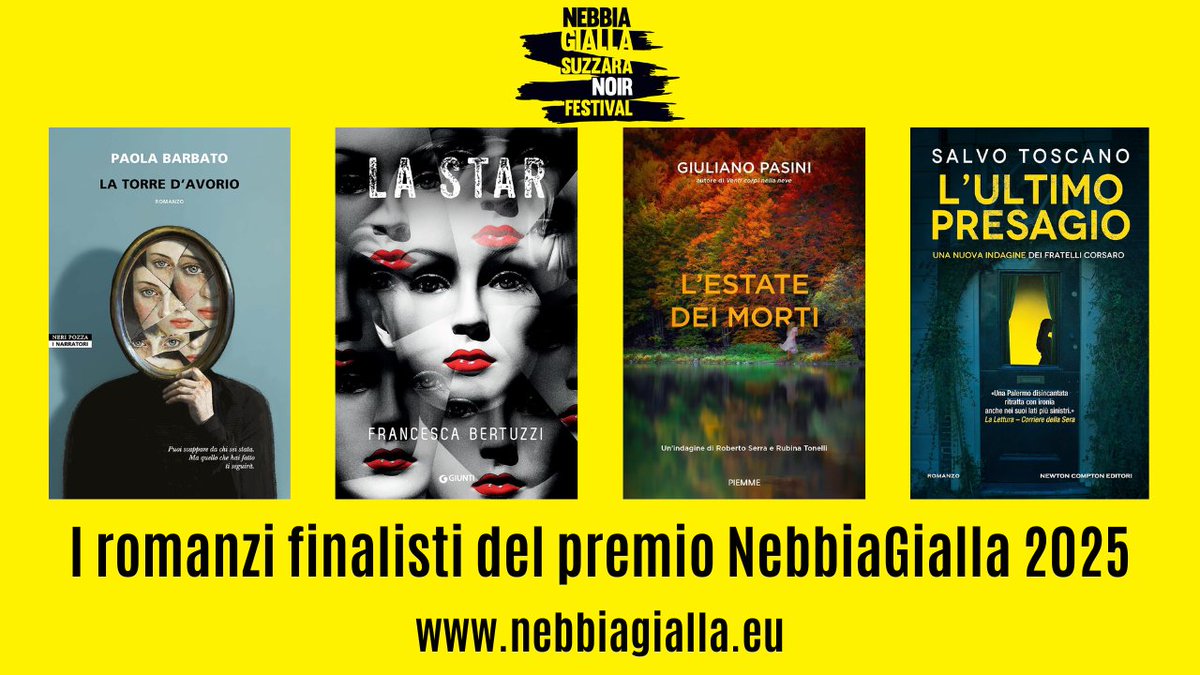 Ecco i finalisti della sedicesima edizione del Premio NebbiaGialla per la letteratura noir e poliziesca 2025.
La premiazione si terrà sabato 4 ottobre 2025 a Suzzara (MN).
nebbiagialla.eu/2025/06/18/i-f…
#nebbiagialla #finalisti #premio #giallo #suzzara