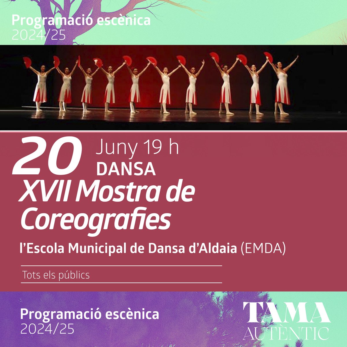 TAMA. Teatre Auditori Municipal d'Aldaia (@tamaldaia) on Twitter photo 💃 XVII Mostra de Coreografies de l'Escola Municipal de Dansa d'Aldaia 🩰
📅 20 de juny | ⏰ 19 h
🎟 Taquilla i tinyurl.com/se4du5sj
✨ Moviment, complicitat i escenari compartit. Vine a gaudir de la dansa al TAMA.
#AutènticTAMA <a href="/Ajuntaldaia/">Ajuntament d'Aldaia</a> 💃 XVII Mostra de Coreografies de l'Escola Municipal de Dansa d'Aldaia 🩰
📅 20 de juny | ⏰ 19 h
🎟 Taquilla i tinyurl.com/se4du5sj
✨ Moviment, complicitat i escenari compartit. Vine a gaudir de la dansa al TAMA.
#AutènticTAMA <a href="/Ajuntaldaia/">Ajuntament d'Aldaia</a>