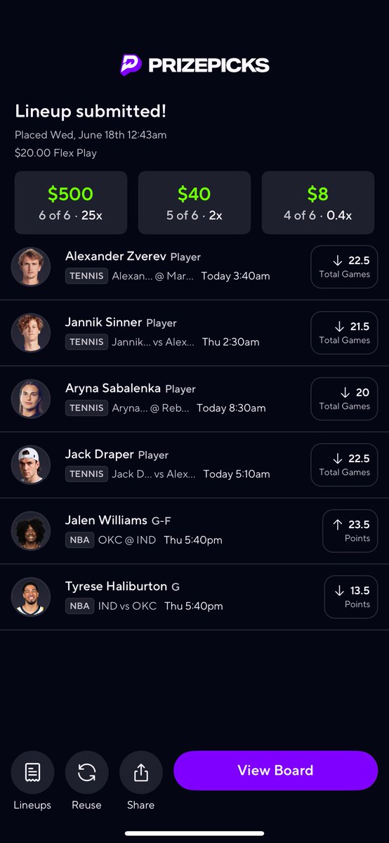AceTimePlays's tweet photo. PRIZEPICKS FLEX PLAY ๐๐ต
$20 โ $500 potentialโฆ weโre hunting max payout ๐งจ๐๐ ๐พ โ
Letโs turn 20 into 5 hunnid ๐ธ
Tail or fadeโฆ just donโt blink ๐ค
#PrizePicks #FlexPlay #TennisBetting #NBAProps #GamblerMindset โ
https://t.co/8MJBKYJg7Y