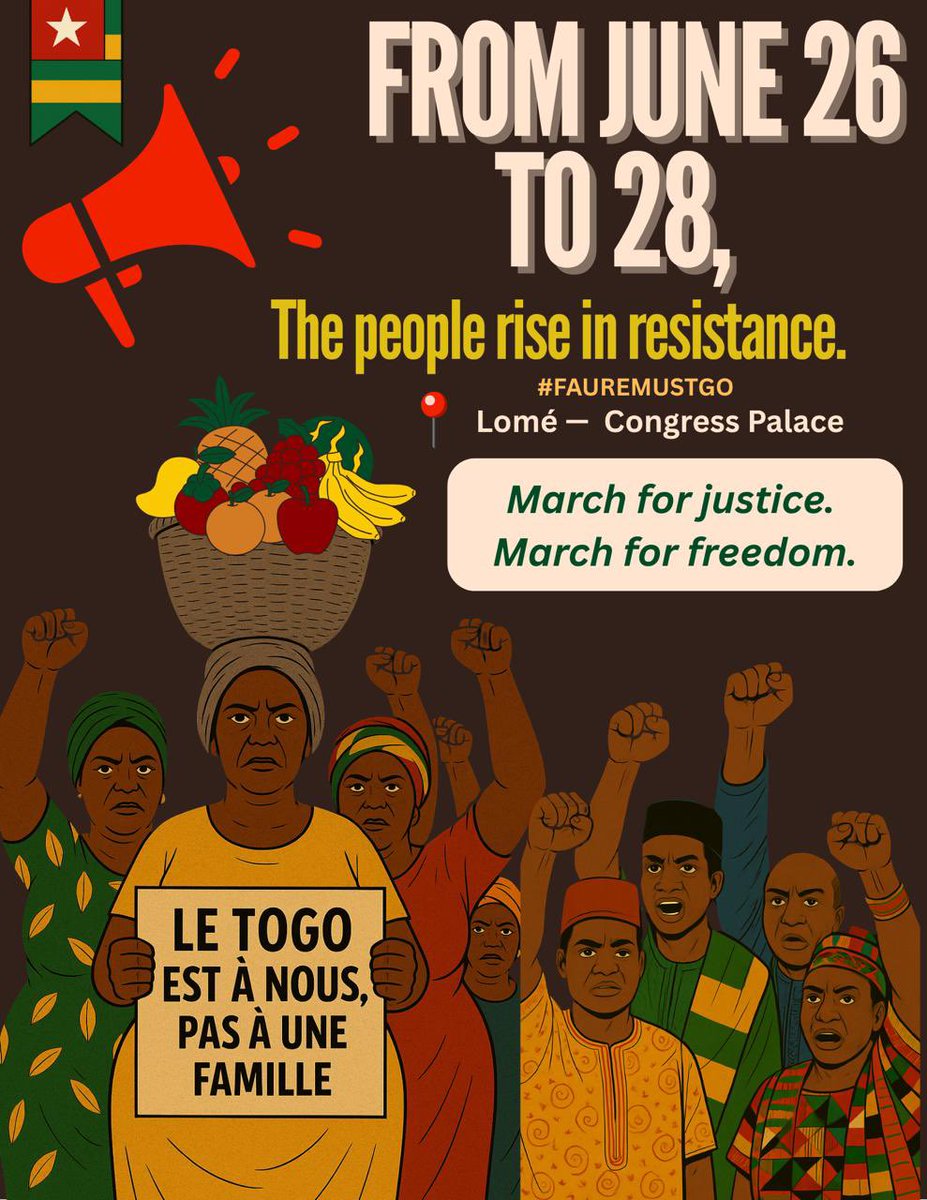 Farida Bemba Nabourema (@farida_n) on Twitter photo In less than a year, two massive propaganda events led by dictator <a href="/FEGnassingbe/">Faure Essozimna GNASSINGBÉ</a> to legitimize himself through the guise of Pan-Africanism have failed.
In October 2024, he planned to host the 9th Pan-African Congress in Lomé the event was canceled in the face of strong In less than a year, two massive propaganda events led by dictator <a href="/FEGnassingbe/">Faure Essozimna GNASSINGBÉ</a> to legitimize himself through the guise of Pan-Africanism have failed.
In October 2024, he planned to host the 9th Pan-African Congress in Lomé the event was canceled in the face of strong