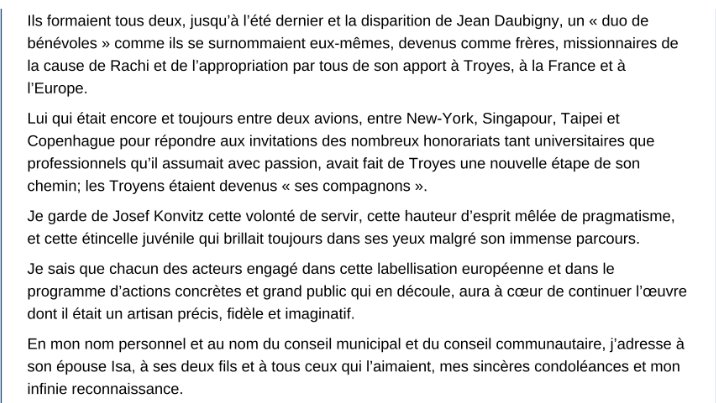 🗣️ Hommage de François Baroin à Josef Konvitz