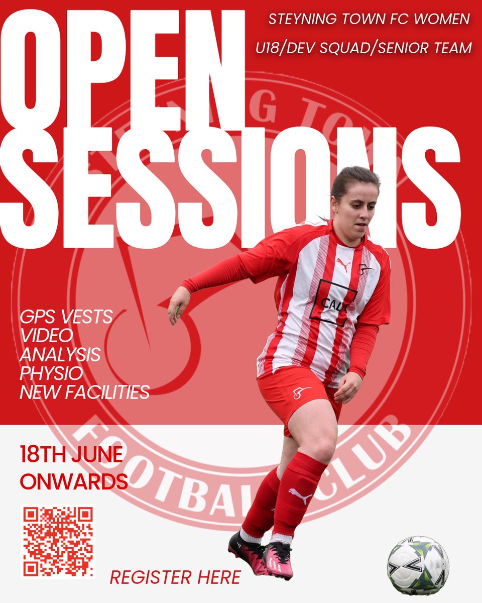 stcfcwomen's tweet image. Our Open Sessions for our U18, DS &amp;amp; Senior teams start tonight

Use the QR code or this link forms.gle/hzX6krFNzkzk3e…

Any questions, please contact Danny Norris at danny.norris13@gmail.com

It’s an exciting time at Steyning, make sure you’re part of it

#RealiseYourPotential