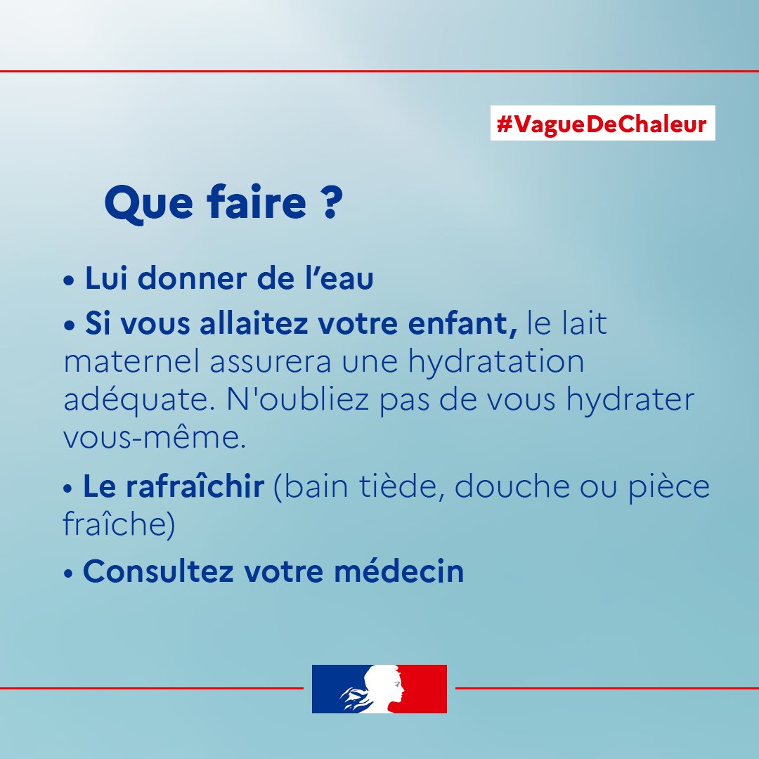 #VagueDeChaleur | 🌡En période de canicule, quels sont les signes de gravité chez les enfants ? Comment réagir ?
👉 Si les symptômes sont sévères et la situation persiste, appelez le 15.

📲 En savoir plus : paca.ars.sante.fr/fortes-chaleur…