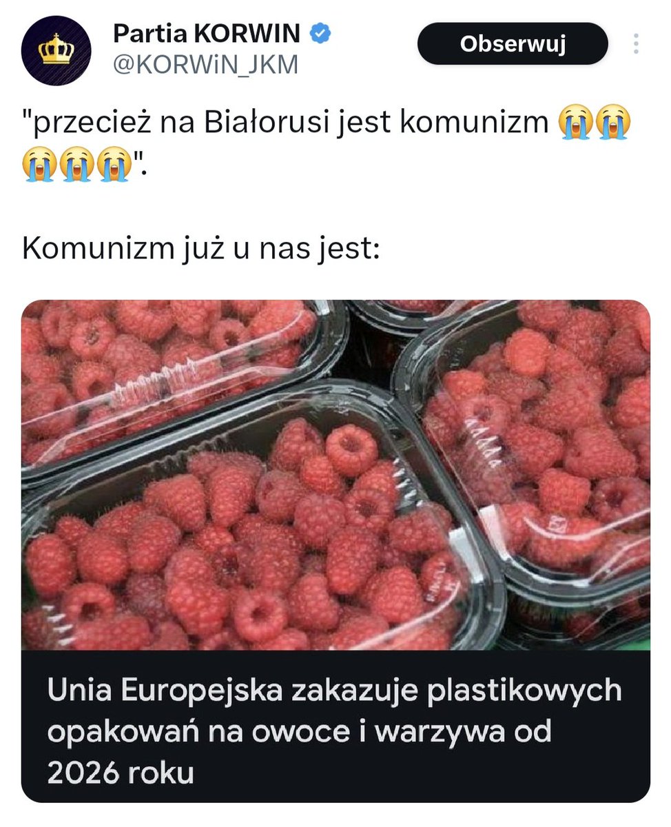 Komunizm to elektryfikacja plus władza radziecka oraz brak plastikowych opakowań na owoce