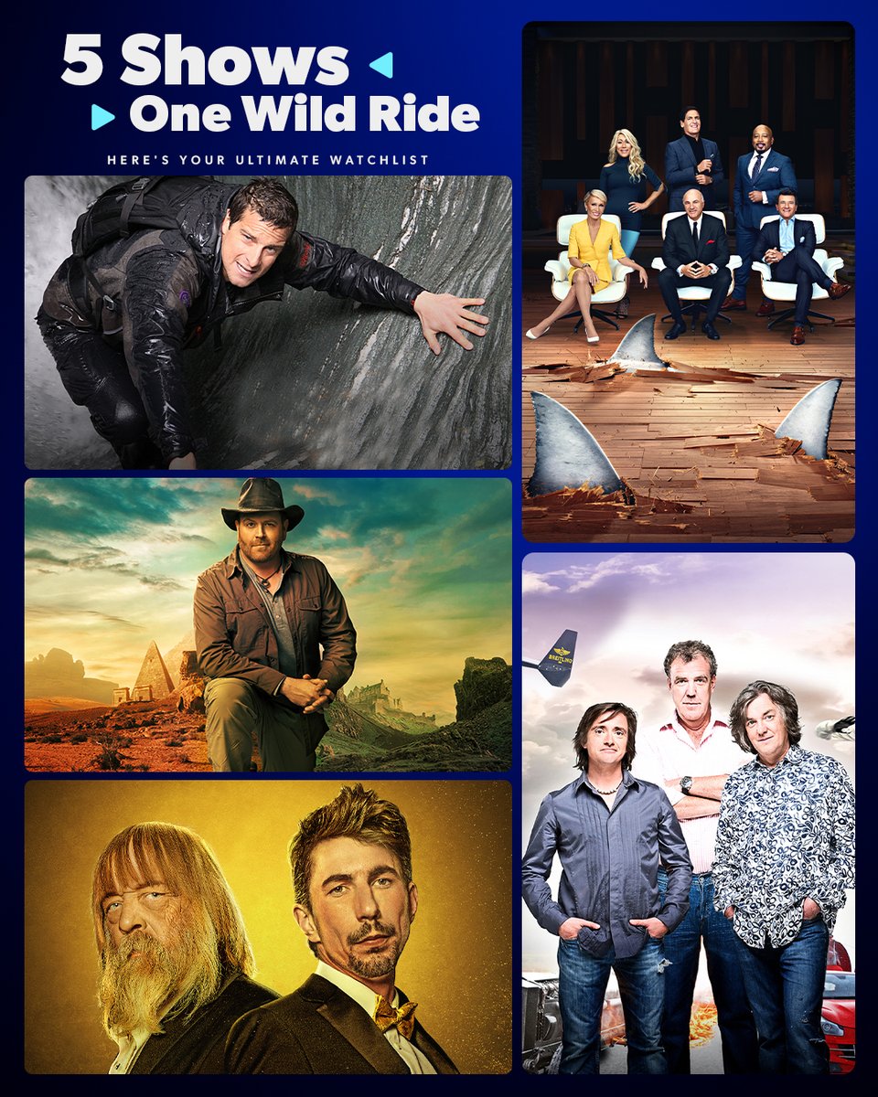 discoveryplusIN's tweet image. From boardrooms to the backwoods — here’s your ultimate adventure watchlist.
Stream now on Discovery+ and feel the adrenaline

#DiscoveryPlusIN #DiscoveryPlus #WeeklyWatchlist #ShowsToWatch #AdventureWatchlist #ManVsWild #TopGear #SharkTank #ExpeditionUnknown #GoldRush