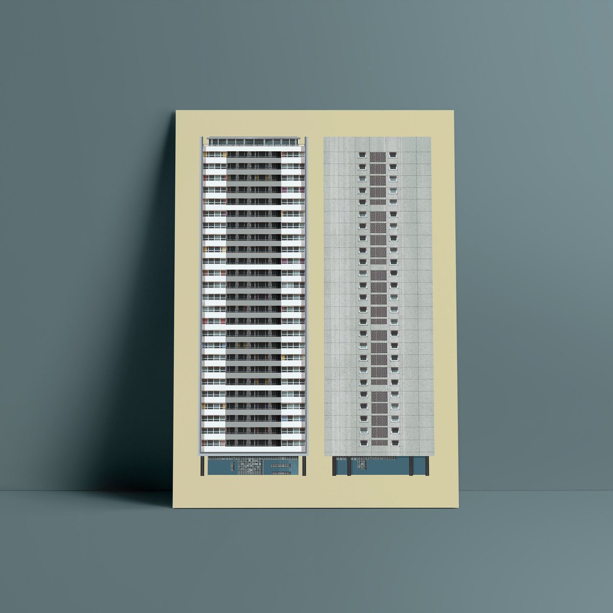 The Wyndford. A front and side profile. Situated in Maryhill and recently demolished.  I always try to illustrate buildings in their prime rather than their deteriorated state.

Prints available on my website 

#Glasgow #brutalism #wyndford #brutalglasgow #nebopeklo