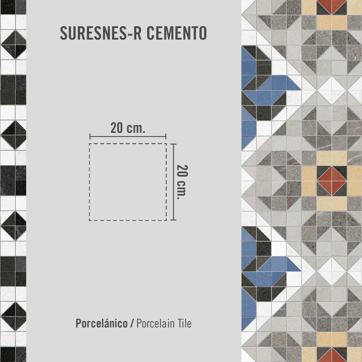 Different pieces for floors in the style of hydraulic mosaic with the porcelain stoneware from the Seine collection in a rectified 20x20 cm format. ow.ly/WVcn50WaHZe #vives #mosaics #tileslovers #floors #ceramics #interiordesign #homerenovation