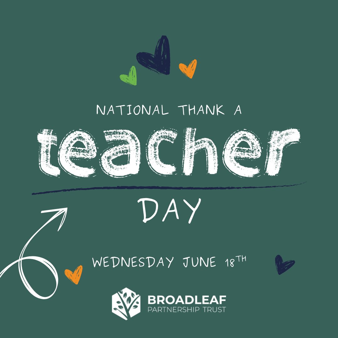 BroadleafPT's tweet image. It's National Thank a Teacher Day 😀

Get involved &amp;amp; send a free e-card to help us celebrate the Broadleaf staff who make a difference to your child's educational journey

thankateacher.co.uk/nationalthanka…