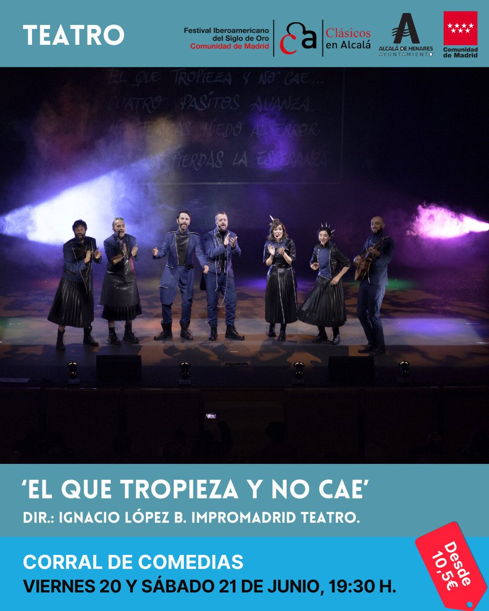 ‘𝗘𝗹 𝗾𝘂𝗲 𝘁𝗿𝗼𝗽𝗶𝗲𝘇𝗮 𝘆 𝗻𝗼 𝗰𝗮𝗲…’
Un dibujante, un músico y cinco actores improvisan para crear en vivo 7 piezas originales, a partir de sugerencias del público.

🗓 Viernes 20 Y sábado 21/6, 19:30 h.
📍 Corral de Comedias
🎟 Entradas: giglon.com/evento/el-que-…