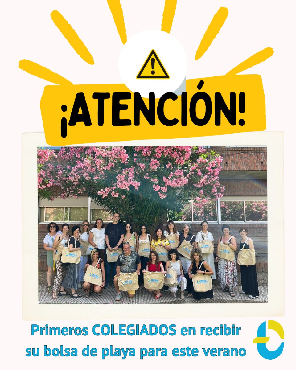 🏖️🎉 ¡Ya tenemos a los primeros colegiados disfrutando de su bolsa de playa exclusiva de COFTOCLM! 🎒✨
📢 Si aún no te has hecho con la tuya, solo tienes que asistir a alguno de nuestros eventos de cualquiera de las vocalías y te llevarás tu bolsa playera molona