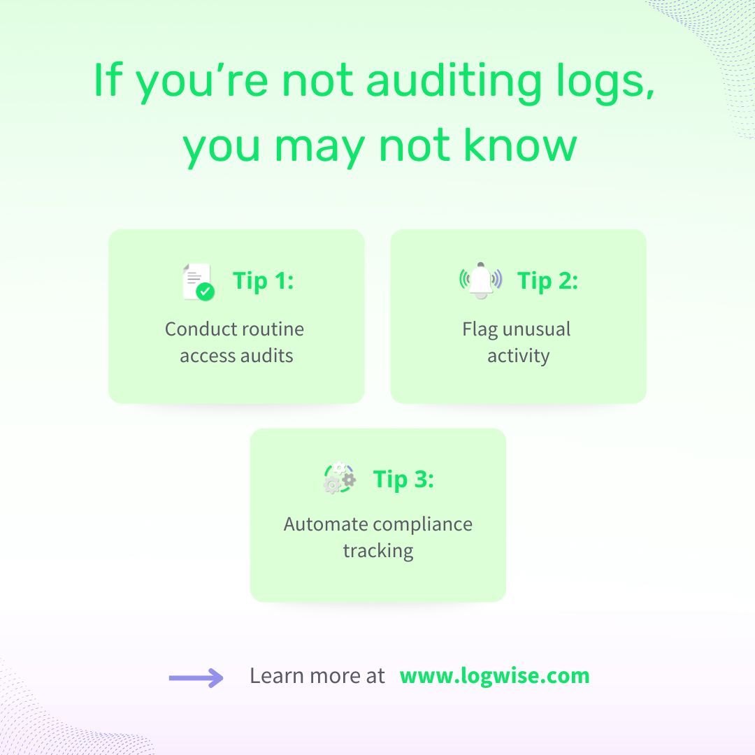 LogwiseTeam's tweet photo. Who’s accessing your compliance data? 

If you’re not auditing logs, you may not know.

Secure your compliance documents today. Learn more: https://t.co/tDFdIl6CzD

#ComplianceTips #DataSecurity #RegTech #AuditReady https://t.co/kQvGaDcBxj