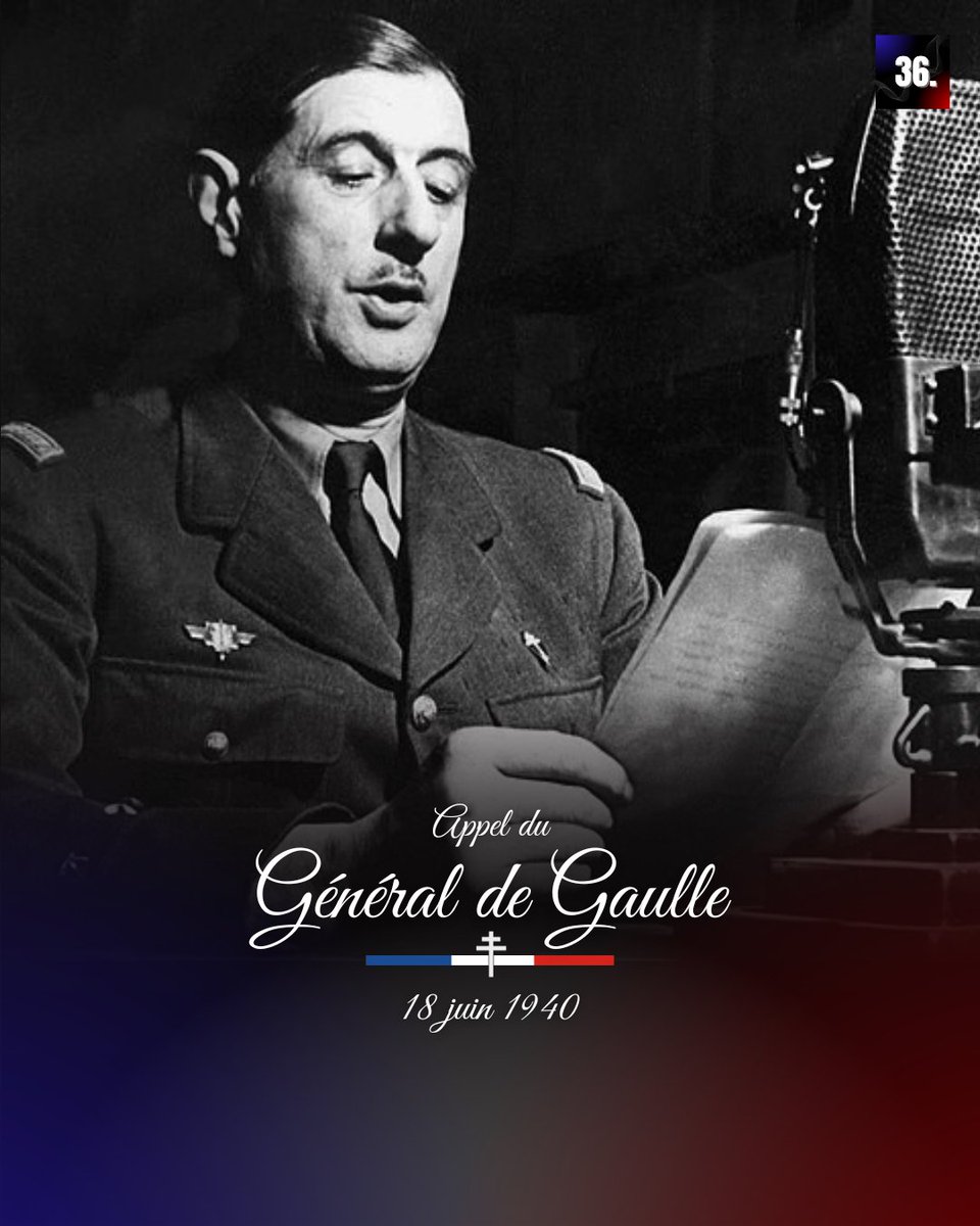 🎙 Le 18 juin 1940, au micro de la BBC à Londres, le général de Gaulle s'adresse aux Français présents au Royaume Uni.

🇨🇵 « Quoi qu'il arrive, la Flamme de la résistance française ne doit pas s'éteindre et ne s'éteindra pas ».

© Archives