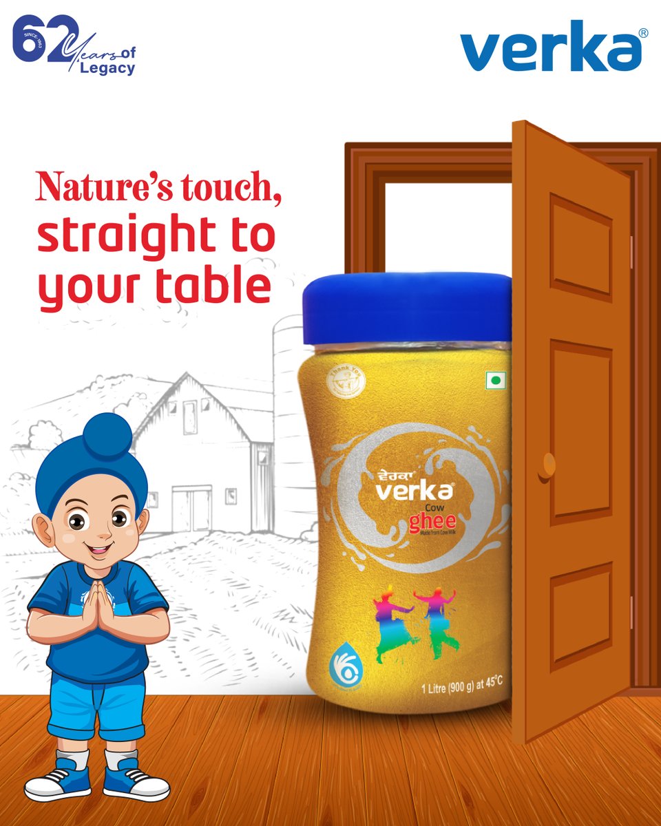 Verka_Coop's tweet photo. Nature’s goodness, now at your doorstep. Taste the tradition with Verka Cow Ghee.

#Verkaghee #DesiGoodness #PureDesiGhee #VerkaVibes https://t.co/AgbPDzehZI