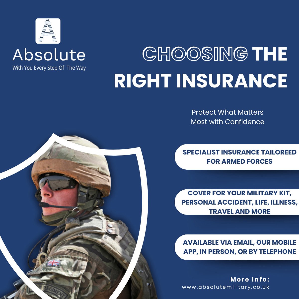 Absolute Military (@_absoluteinsure) on Twitter photo At Absolute Military, we specialise in military insurance and financial solutions for Military. Let us help you secure your financial peace of mind.
Contact us today:
Visit our website: absolutemilitary.co.uk
Call us at: 01233 885410
Email us at: info@absolutemilitary.co.uk At Absolute Military, we specialise in military insurance and financial solutions for Military. Let us help you secure your financial peace of mind.
Contact us today:
Visit our website: absolutemilitary.co.uk
Call us at: 01233 885410
Email us at: info@absolutemilitary.co.uk