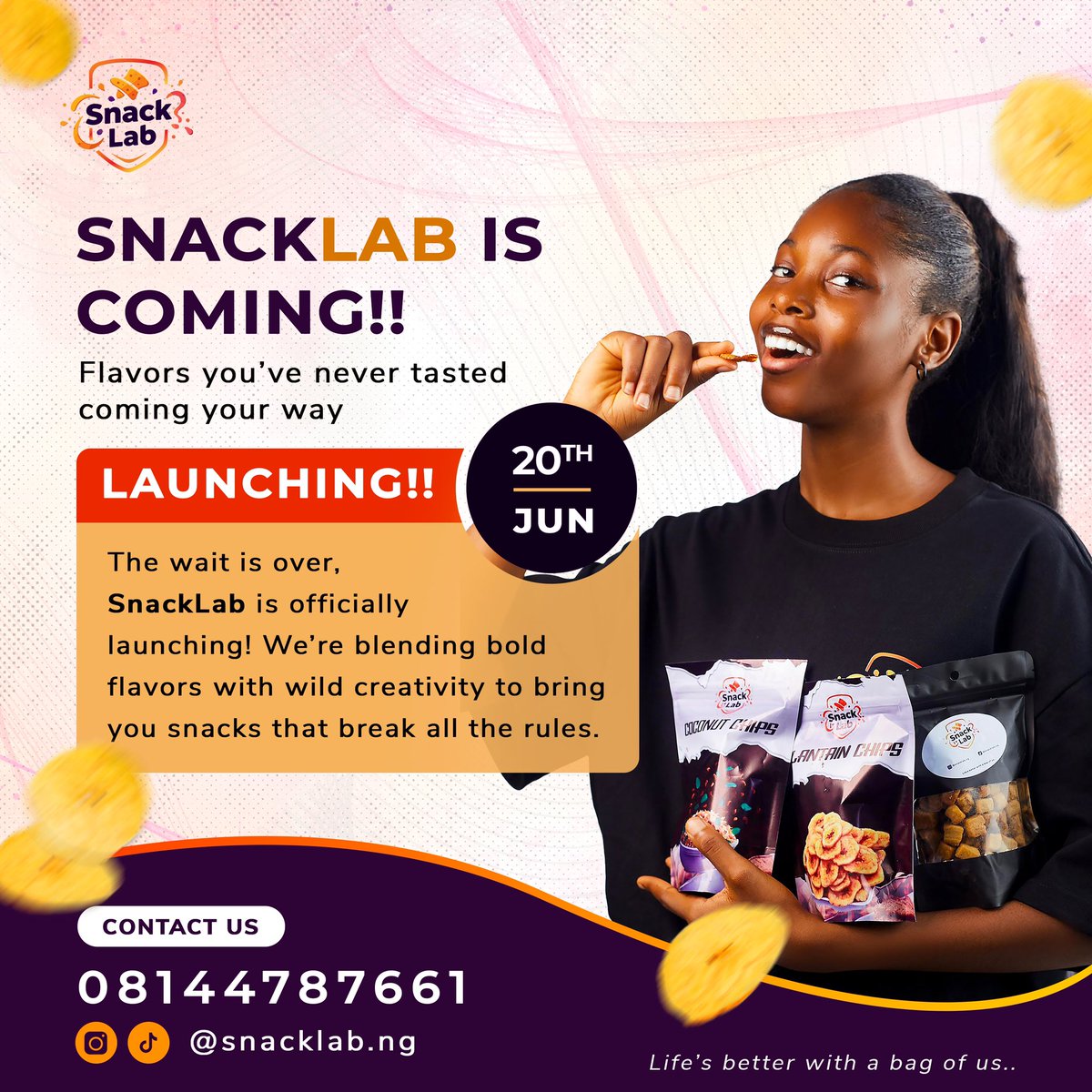 Snacklab1's tweet photo. Snack alert!🚨 SnackLab is coming in hot 🥵🔥.Think plantain chips, spicy kulikuli, Donkwa, coconut chips, chinchin, kokoro &amp; more all your faves in one place! 😍 we’ve got you covered 😎
We launch *June 20th* but pre-orders are now open! https://t.co/bJIX1hDWzZ