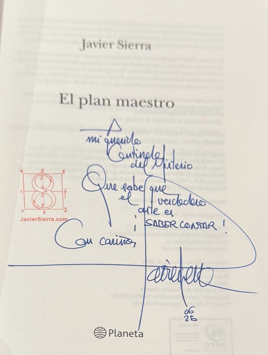 Carlos Bustos - El Centinela del Misterio®️©️ (@carlosmascarlos) on Twitter photo Un “Plan Maestro” fantástico escrito por otro maestro más fantástico aún…
Impresionante, más que recomendable e imperdible esta lectura!!!
Gracias <a href="/Javier__Sierra/">Javier Sierra</a> por tu amabilidad, cercanía y por todas las bonitas dedicatorias que me regalas en tus libros… Un “Plan Maestro” fantástico escrito por otro maestro más fantástico aún…
Impresionante, más que recomendable e imperdible esta lectura!!!
Gracias <a href="/Javier__Sierra/">Javier Sierra</a> por tu amabilidad, cercanía y por todas las bonitas dedicatorias que me regalas en tus libros…