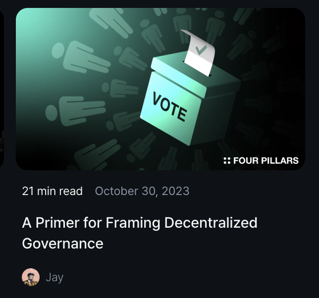 : : A Primer for Framing Decentralized Governance

If you plan to include governance as part of your token's utility, then strengthen your governance framework.

Expand the scope and depth of governance so that it meaningfully influences the interests of a wide range of