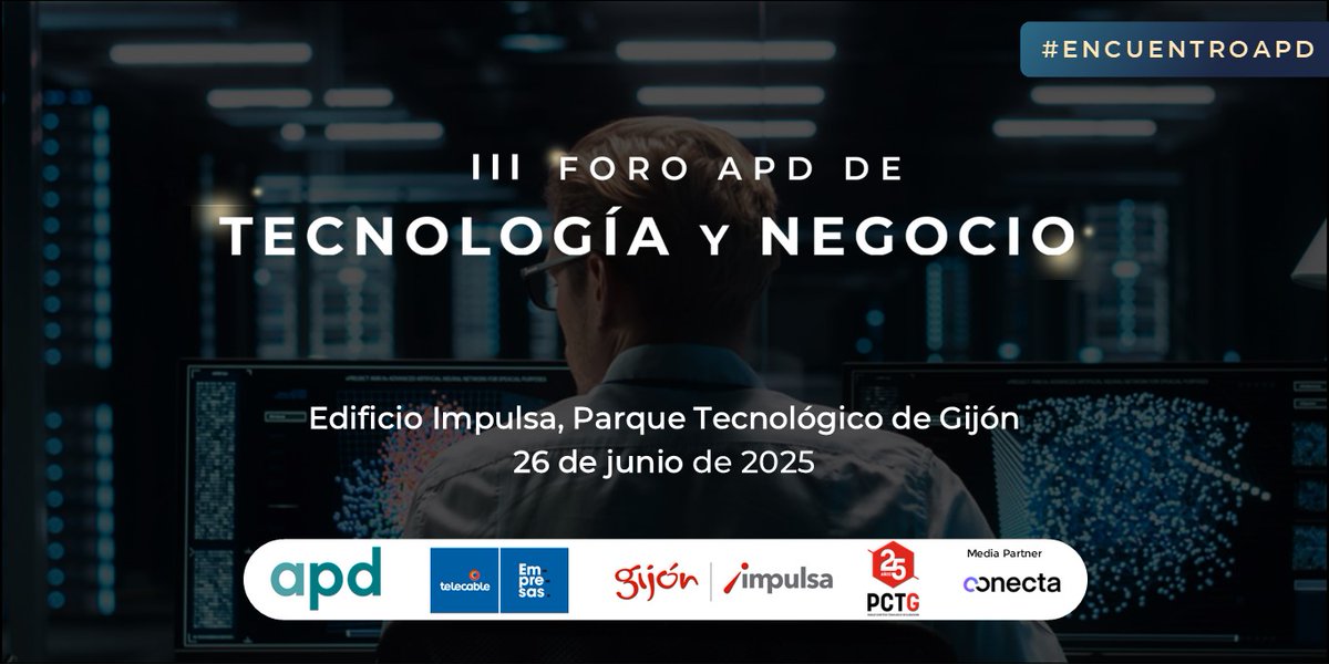 🚀 III Foro APD de Tecnología y Negocio

 Evento ya consolidado como punto de encuentro clave para los líderes empresariales asturianos.

📅 26 de junio de 2025
📍  Parque Tecnológico de Gijón
🕤 Hora de inicio: 10:15 h

Más información e inscripciones: 
apd.es/jornada-foro-t…