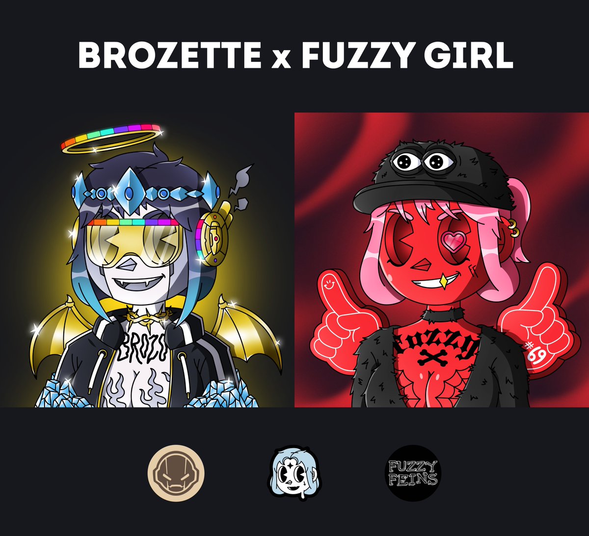 There's time time until tomorrow to get the collab roles for these Ice Girlz x <a href="/BrozoNFT/">BROZO</a> x <a href="/FuzzyFeins/">FUZZY FEINS</a> specials ✨

1⃣ Verify as holder in both servers 
2⃣ Get the collab roles in our Discord

⏳ Phase 1 end: 19 June at 13:00 UTC

x.com/IceGirlzNFT/st…