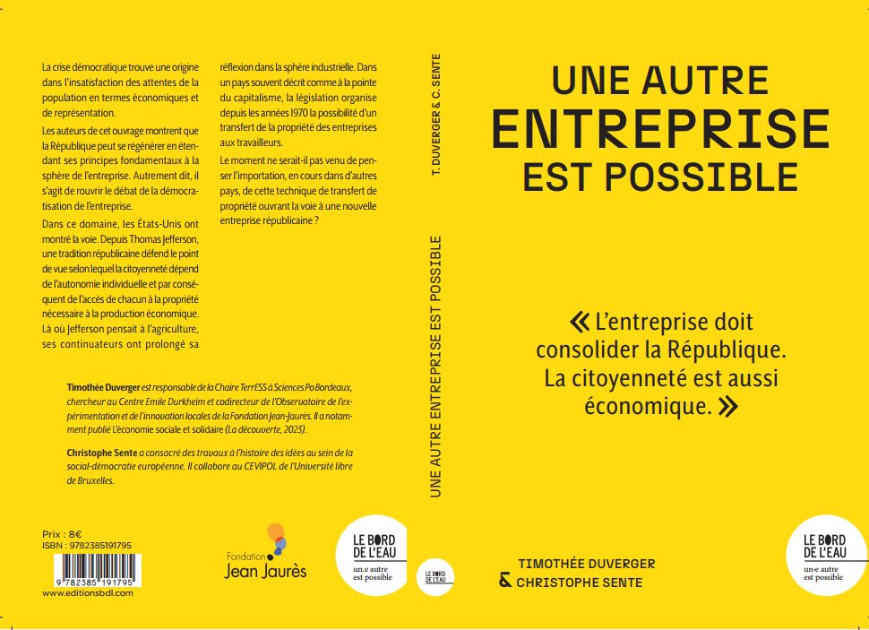 Timothée Duverger (@tduverger) on Twitter photo Une autre entreprise est possible.
Nous publierons cet essai avec <a href="/ChristopheSente/">christophe sente</a> à la rentrée de septembre chez Le Bord de l’Eau en partenariat avec <a href="/j_jaures/">Fondation Jean-Jaurès</a>
Il est temps d’ouvrir le débat sur la démocratisation de l’entreprise.
👉 editionsbdl.com/produit/une-au… Une autre entreprise est possible.
Nous publierons cet essai avec <a href="/ChristopheSente/">christophe sente</a> à la rentrée de septembre chez Le Bord de l’Eau en partenariat avec <a href="/j_jaures/">Fondation Jean-Jaurès</a>
Il est temps d’ouvrir le débat sur la démocratisation de l’entreprise.
👉 editionsbdl.com/produit/une-au…