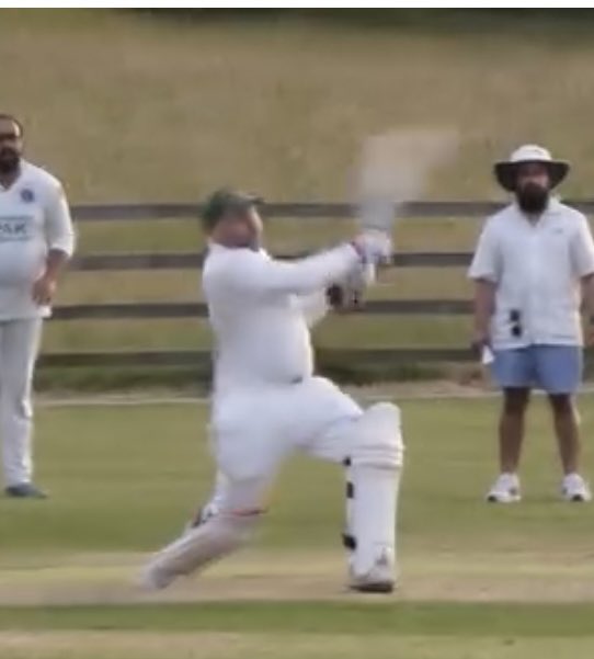 PTBenson's tweet photo. What a match last night at the Badger Sett! @ThrumptonCC great team performance &amp; a last ball win, here’s Mav hitting the winning runs 👏🏏 https://t.co/KnoesYKhHk