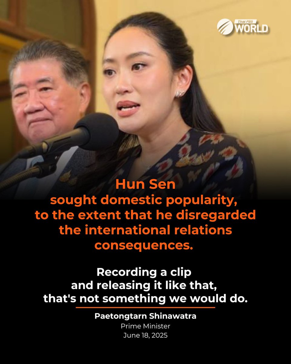 Thai PM Paetongtarn Shinawatra responded after a recording of her conversation with Hun Sen, discussing the Thai-Cambodian dispute, was posted on social media.

#ThaiPBSWorld #ASEAN #Cambodia #Thailand #HunSen #PMPaetongtarnShinawatra #ThaiCambodia